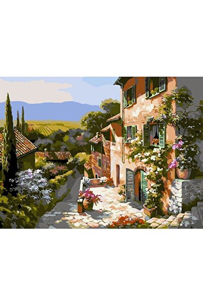Painting by numbers Set pictura pe numere – Peisaj Toscana – panza pe rama lemn 40×50 cm