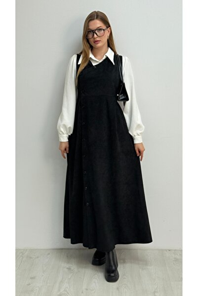 SLAVY Gömlekli İkili Takım Star Süet Kumaş Elbise