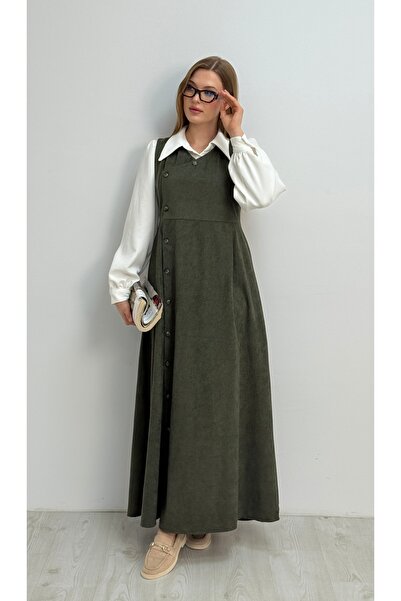 SLAVY Gömlekli İkili Takım Star Süet Kumaş Elbise