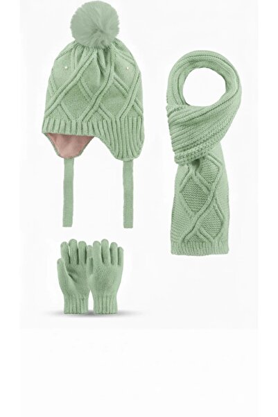 Kitti 4-8 Years Old 3-Piece Set for Girls: Scarf, Gloves, and Hat Set with Fleece Inside