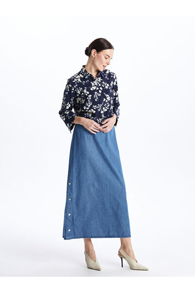 LC Waikiki Comfortable Fit Women's Jeans Skirt with Elastic Waist