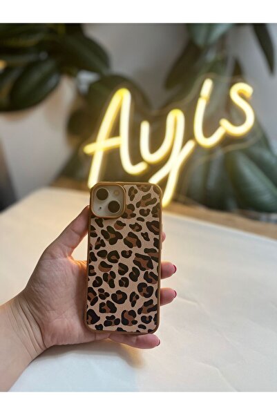 TELEFONAKSESUARI Iphone 12/12 PRO Uyumlu Leopar Desenli Sert Silikon Kılıf