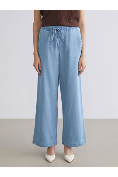 LC Waikiki Wideleg Women's Jeans Pants with Elastic Waist