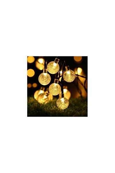 Aca Set of 2 Solar Christmas Light Garlands, 30 LEDs, 5 Meters, Waterdrop Crystal Bulbs, Warm White