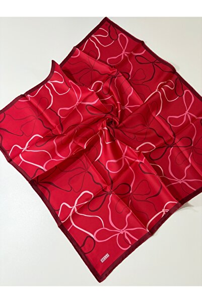 Belli Red Line Bow Pattern 100% Pure Tivil Silk Scarf-Kvs0772