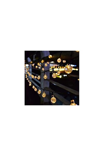 Aca Set of 2 Solar Christmas Light Garlands, 30 LEDs, 5 Meters, Waterdrop Crystal Bulbs, Warm White