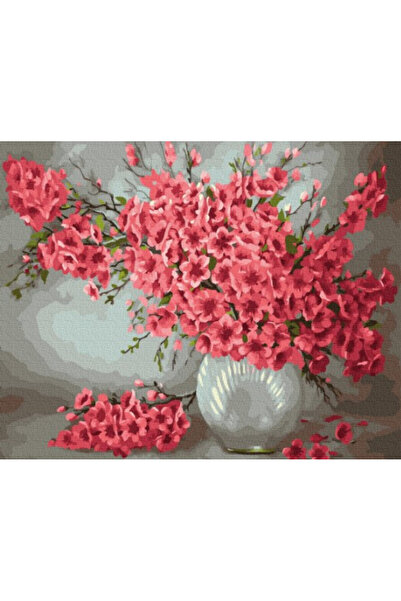 Painting by numbers Set pictura pe numere – Vaza cu flori – panza pe rama lemn 40×50 cm