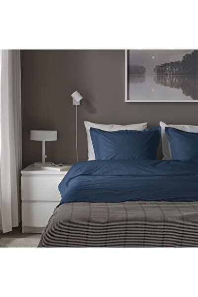 IKEA طقم غطاء لحاف مزدوج، أزرق غامق، 240x220/50x60 سم