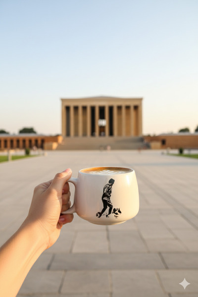 Gezdikçe Bilelim Ataturk Themed -2 Handmade Double Mug, Ceramic Mug, Mug, Cup, Handmade