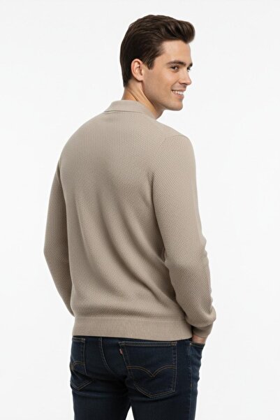 ADVANTE Pulover pentru bărbați, cu guler polo, cu tricotaj tip fagure, BGL-ST04825