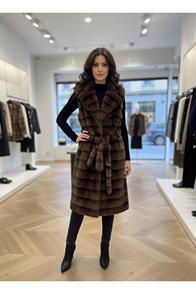 MAXORA SHOP Long vest made of super premium organic fur