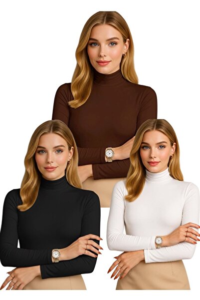 bykombincim Kadın Uzun Kollu Balıkçı Yaka Body 3’lü Set KENDİ TARZINI KENDİN ...