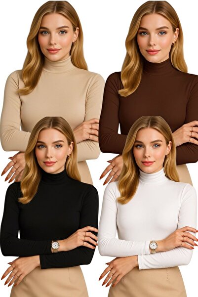 bykombincim Kadın Uzun Kollu YARIM Balıkçı Yaka Body 4’lü KOMBİN – TARZINI BA...