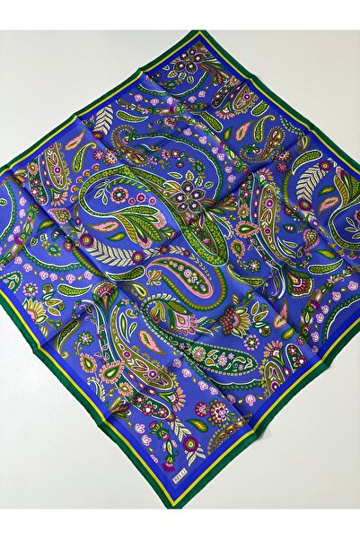 Belli Violet Green Ethnic Pattern Tivil Pure Silk Scarf-Kvs0755