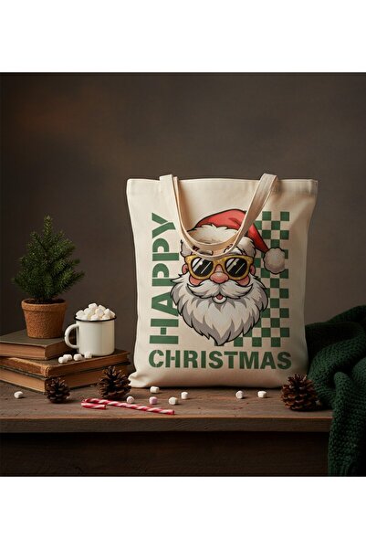 PRİNTOPİA DESİGN حقيبة حمل من الكتان ذات طابع عيد الميلاد المجيد - متينة |   ...