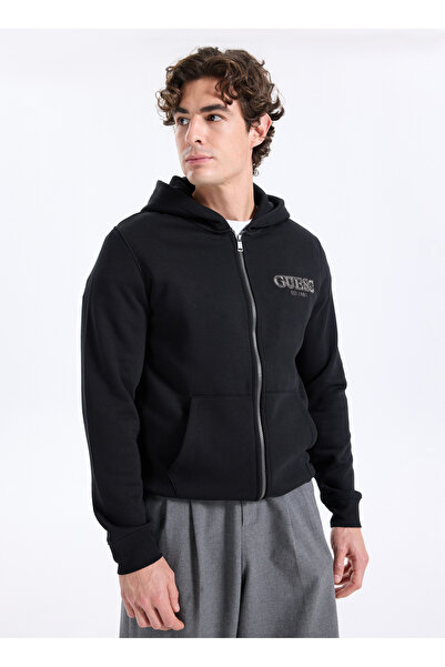 Guess Kapüşon Yaka Siyah Erkek Sweatshırt M5BQ48K9Z21-JBLK Poly Erkek Sweatsh