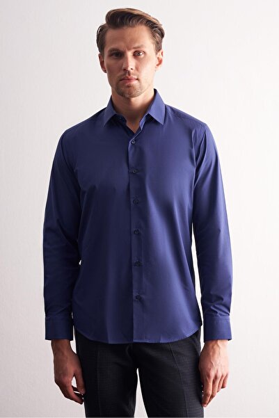 İmza Cămașă din bumbac slim fit cu mânecă lungă, cu guler rigid, cu model fil...