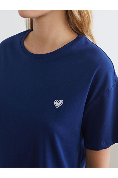 LC Waikiki LCW DREAM Bisiklet Yaka Baskılı Kadın Pijama Takımı