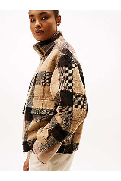 Tommy Hilfiger Check Wool Blend Relaxed Harrington Jacket