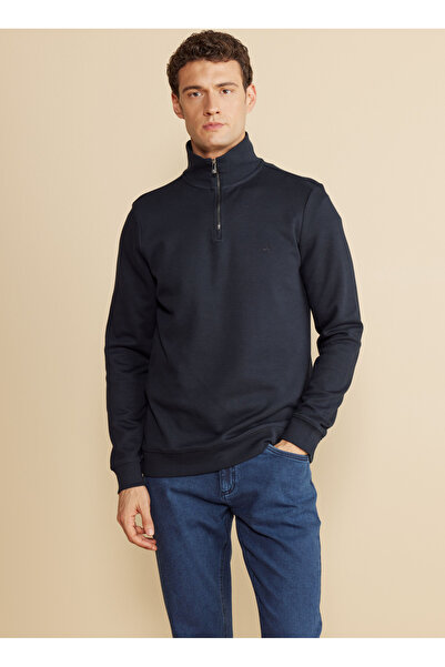 BROOKS BROTHERS Bato Yaka Lacivert Erkek Sweatshırt BBFW25MSW002