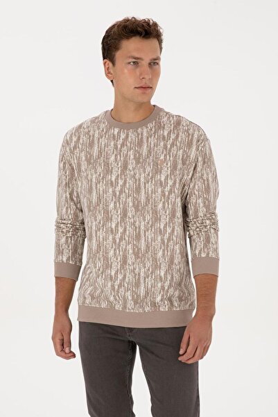 U.S. Polo Assn. Men's Dark Beige Sweatshirt Tekspor224598.7