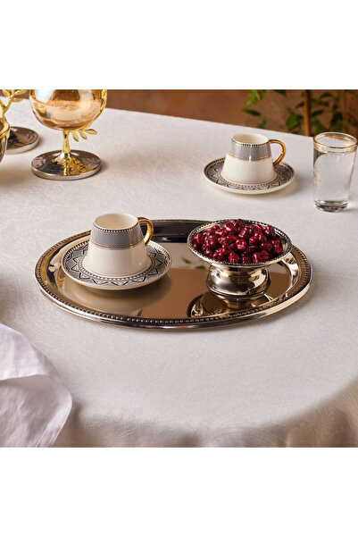 Karaca Home Fiora Kahve İkram ve Sunum Tepsisi Silver