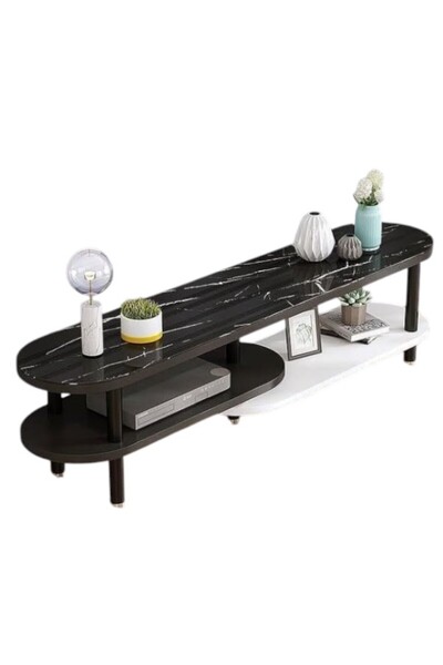 WDA Modern TV Cabinet Coffee Table, Double-Layer Design, Nordic Style