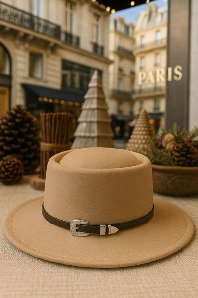 MARBERRY Beige Gondola Unisex Hat with Guitar Accessory Detail
