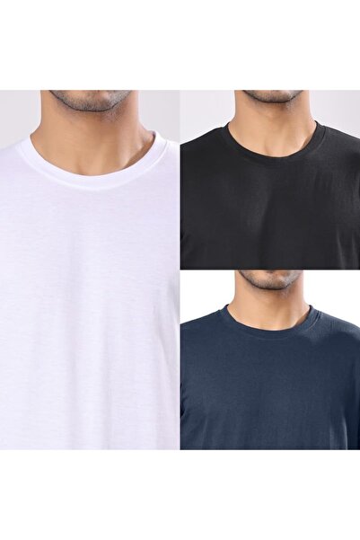 ENYT 3-Pack Men's Cotton T-Shirts – Everyday Essential Crew Neck Combo White, Black & Navy Blue Colors