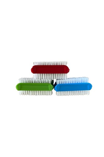 Oti Set 3 perii plastic cu 2 fete pentru unghii, multicolor