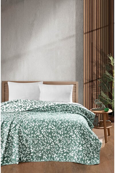 VefaHome Ivy Cotton Double Blanket Double Sided Water Green
