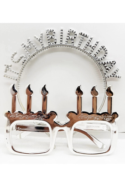 Epilons طقم نظارات على شكل تاج وشمعة مكتوبة من It39S بلون فضي