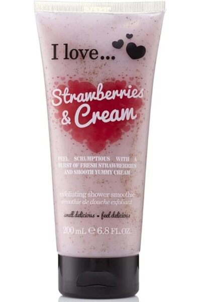 I Love كريم الاستحمام المقشر بالفراولة والكريمة، 200 مل
