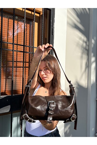 Deka Vintage model acı kahve kadın omuz çantası