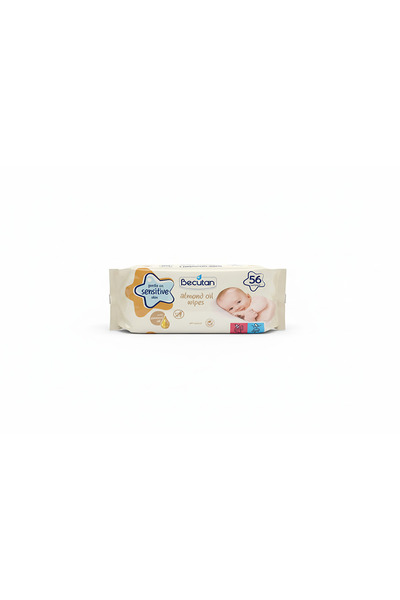 BECUTAN BABY WIPES ALMOND FOR SENSITIVE SKIN 56 -بيكوتان مناديل مبللة بزيت اللوز للبشرة الحساسة