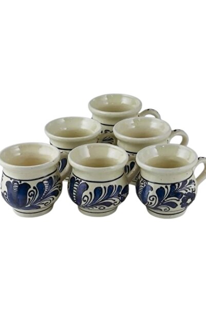 OEM Set of 6 traditional ceramic cups, 50 ml, Blue