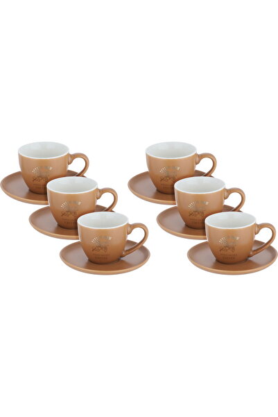 Alsaif Gallery Porcelain Cup and Saucer Set, 90 ml, 12 Pieces - Cappuccino