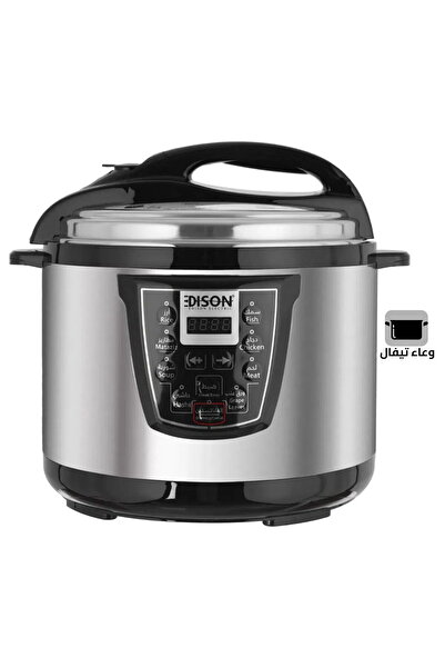 Edison Electric Pressure Pot, Tefal Inner Pot, 1600W, 10L, 8 Cooking Functions, VT-1002D - Silver Bl