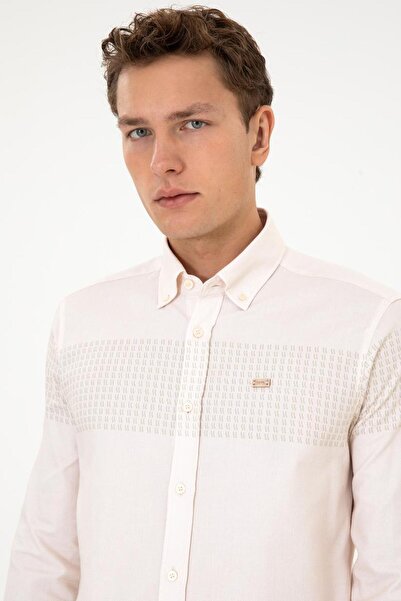 U.S. Polo Assn. Men's Cream Long Sleeve Shirt Tekspor223633.4