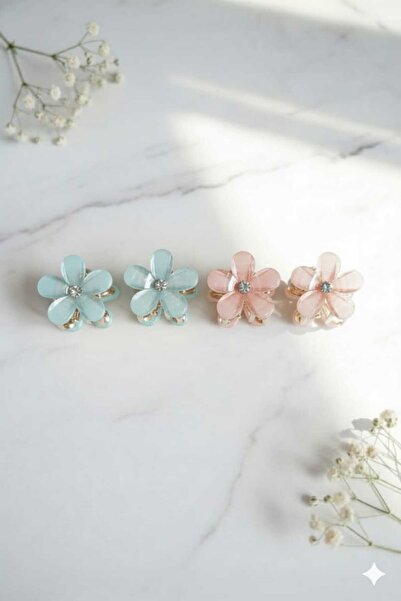 Seç All Çiçek Şeklinde Metal Toka, Metal Klipsli Renkli Çiçek Toka (4 Adet)