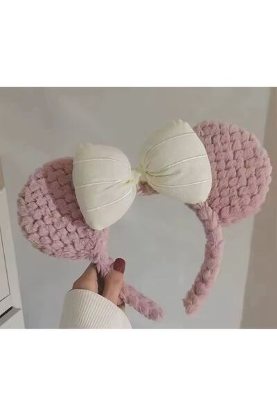 Madam Nora Pink Plush Eared Crown and Large Bow |   Soft Hair Band |   Makeup...