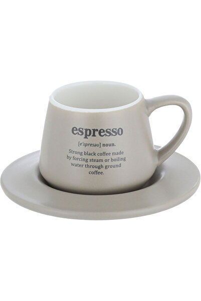 Alsaif Gallery Porcelain Cup and Saucer Set, 90 ml, 12 Pieces - Dark Beige