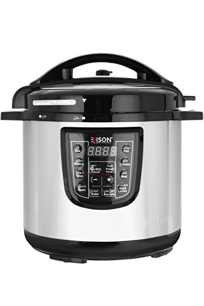 Edison Electric Pressure Cooker 8 Liters, 10 Programs, 1200 Watts, Stainless Steel Bowl - Black