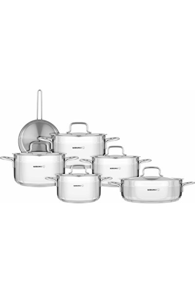 KORKMAZ Alpha Steel Cookware Set, 11 Pieces - Silver