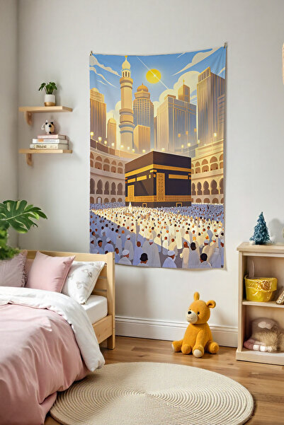 Tepeli Home İslami Duvar Örtüsü Temalı Kaliteli Kumaş Oda Dekoru Duvar Halısı...