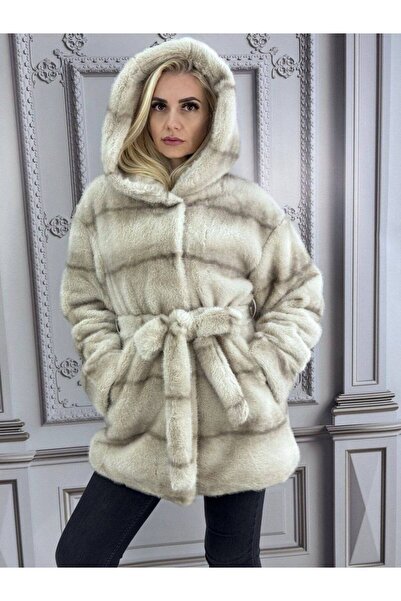 MAXORA SHOP Luxury eco-fur jacket with drawstring and snaps