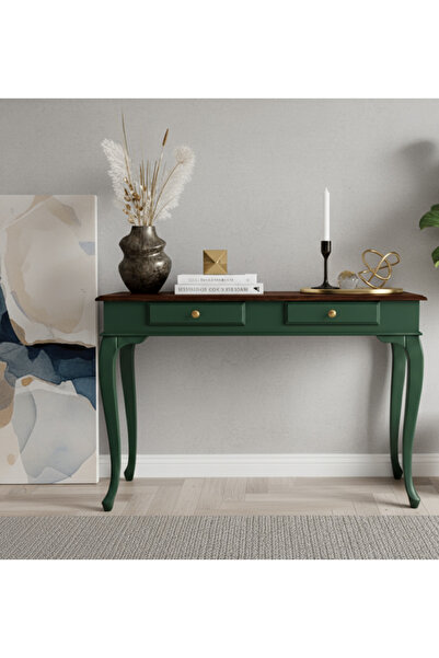 Wooding Mobilya 120 Cm Masif Lükens Yeşil Ceviz Çalışma Masası