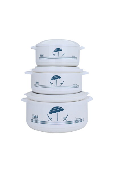 CELLO Steel Food Container Set, 3 Pieces - White
