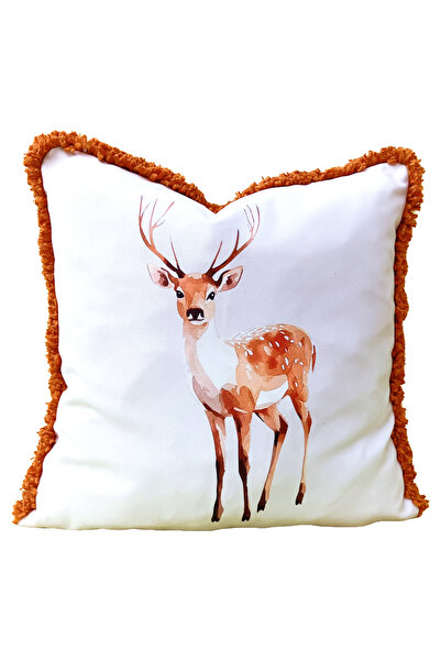Alacastore Новий рік Новорічний олень Чохол для подушки Білий Помаранчевий По...