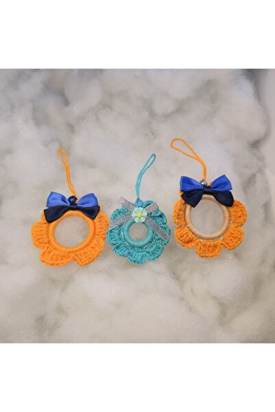 Handmade Ornamente de Crăciun croșetate manual – set 3 decorațiuni colorate, 7 cm